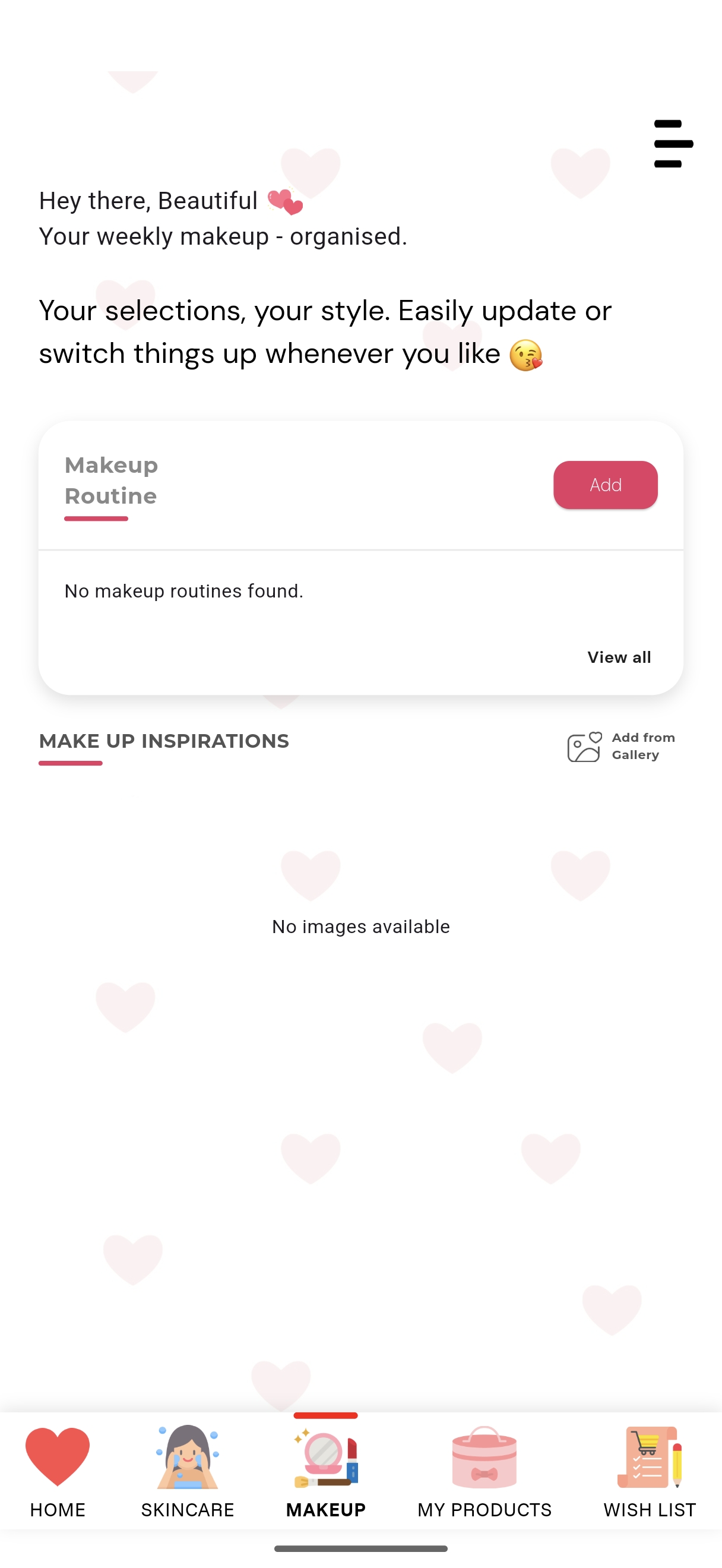 Makeup app screen